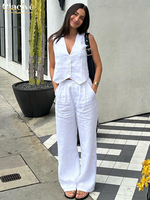 Summer White Linen Two Piece Set 1